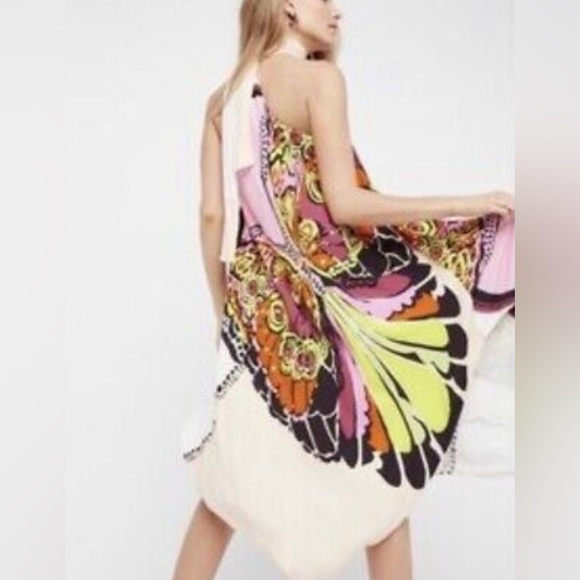 Free people one shoulde dress bold as love Butterfly print size Xs - Picture 2 of 9